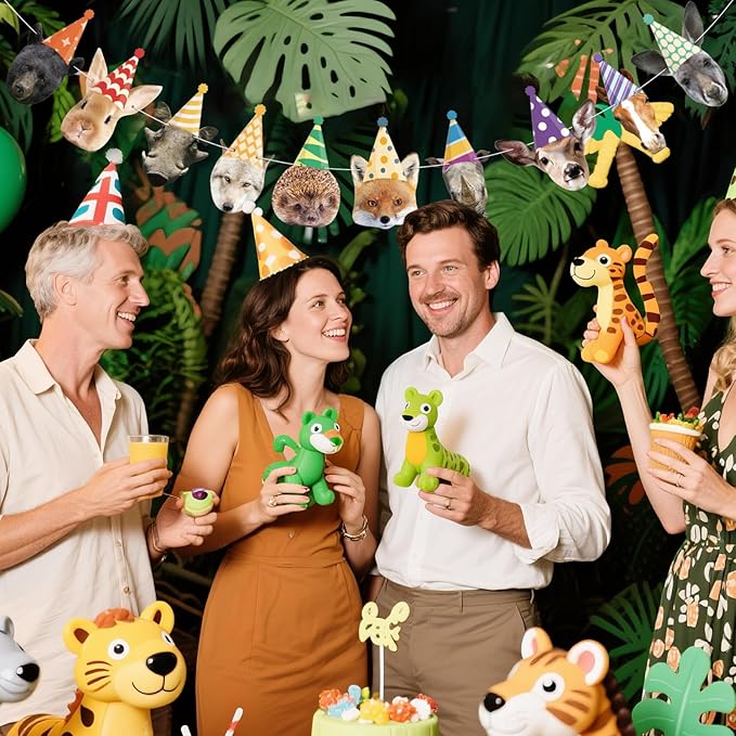 Hooqict Safari Animals Happy Birthday Banner Animal Birthday Decorations Party Animal Banner Garland for Jungle Theme Party Decorations Kids Wild Zoo Party Supplies