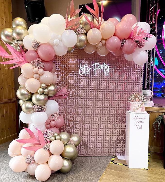 Shimmer Wall Backdrop Pink Sequin Backdrop 24pcs Round Panels Shinny Birthday Party Anniversary Engagement Decoration