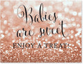 Andaz Press Baby Shower Party Signs, Glitzy Rose Gold Glitter, 8.5x11-inch, Babies Are Sweet, Enjoy a Treat Sign, 1-Pack, Bokeh Colored Party Supplies, Dessert Table Candy Buffet