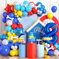 8th Birthday Decorations Boy, Dog Paw Eight Years Old Party Arch with Red Blue Yellow Long Latex Balloons 40 inch Number 8 Balloon and Star Foil for Paw Birthday Party Supplies