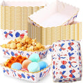 36 Pack Patriotic Plates Paper Food Trays Patriotic Food Boats Disposable American Flag Nacho Snack Taco Hot Dog Holder Serving Trays for Labor Day Veteran Day Party Decor Supplies(Bow)