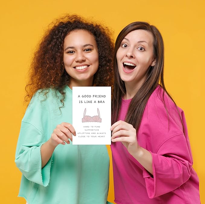 Funny Birthday Card for Women, BBF, Sister, 'A Good Friend Is Like A Bra' Friendship Card for Bridesmaid