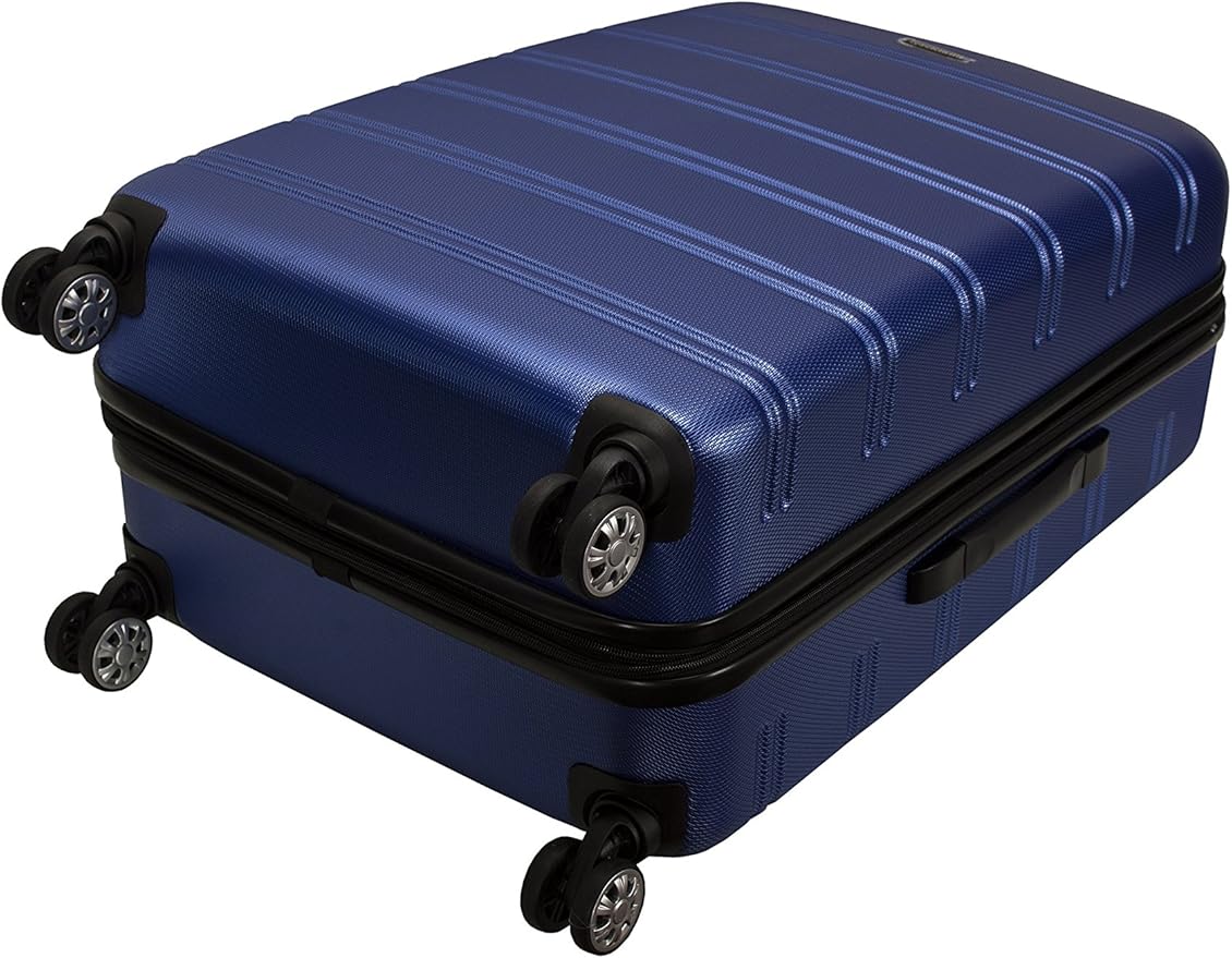 Rockland Melbourne Hardside Expandable Spinner Wheel Luggage, Checked Large 28", Blue