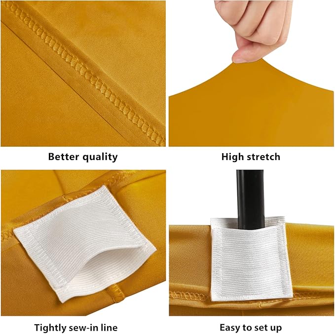 Table Covers for 8 Foot Tables, Gold Washable and Wrinkle Resistant Stretch Tablecloths Rectangle 8ft for Events, Wedding, Banquets, Parties
