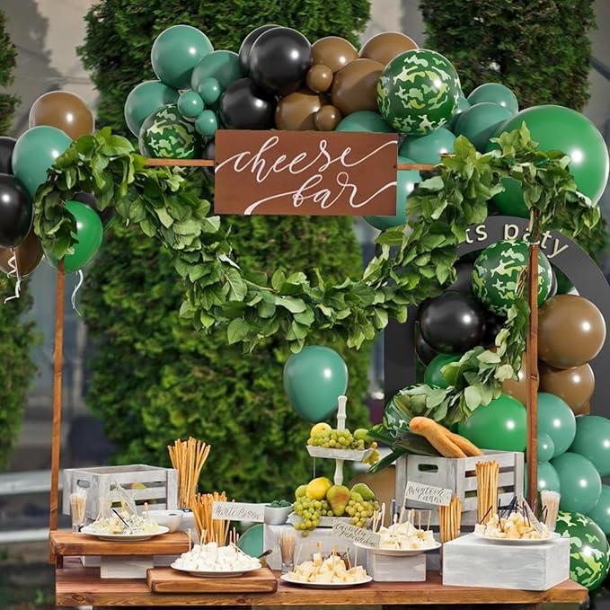 Camouflage Balloon Arch for Army Birthday Party Decorations, Green Brown Balloon Garland Kit for Military Camo Army Theme Party, Camo Balloon Arch for Hunting Soldier Jungle Birthday Baby Shower Party