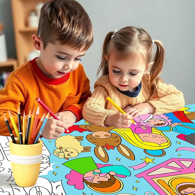 OHOME Jesus Giant Coloring Poster/Tablecloth - Gifts for Christians - Jesus Birthday Party Decorations - 30 x 72 Inches Kids Crafts Activities Decor Party Supplies