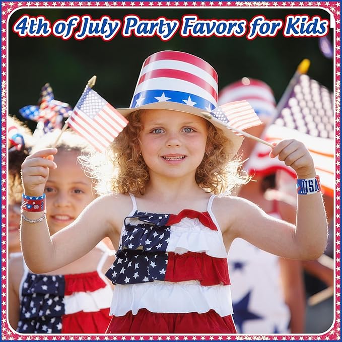4th of July Party Favors Slap Bracelets for Kids 36PCS Red White and Blue American Flag Patriotic Snap Bracelet Bulk Independence Day Party Supplies Fourth of July Kids Toys Gifts Classroom Prizes