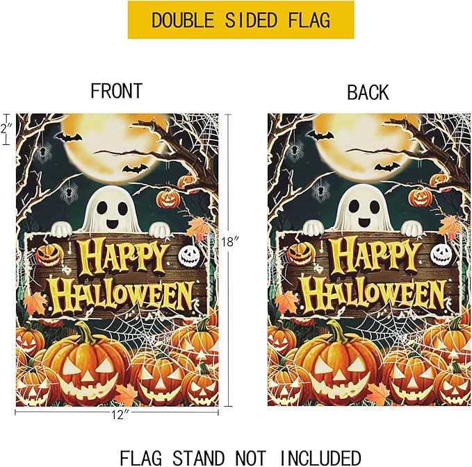 3pcs Happy Halloween Garden Flag Thanksgiving Christmas Garden Flags 12x18 Inch Double Sided Outside, Small Burlap Yard Lawn Decorations, Holiday Outdoor Decor