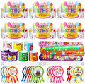 Yunsailing 108 Pcs Happy Birthday Party Supplies for Kids Include 36 Birthday Paper Crowns 36 Badge Stickers and Slap Bracelets for Classroom School Party Supply(Cute Style)