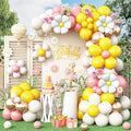 Daisy Balloon Garland Arch Kit,Retro Yellow Pink White Gold Hippie Boho Balloons Garland Daisy Flower Balloons For Birthday Baby Shower Bridal Wedding Groovy Daisy Party Decorations