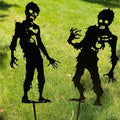 Clovers Garden 42" Tall Zombie Solid Metal Yard Stake (SET of 2) Halloween Outdoor Lawn Decoration Scene - Durable Weather Resistant Spooky Silhouette