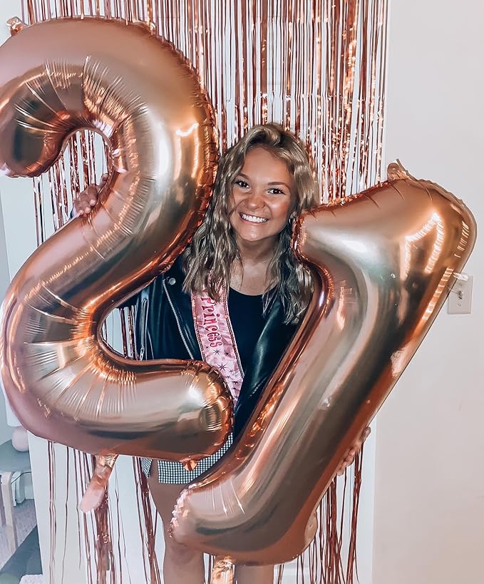 Rose Gold Number 5 Balloon 40 Inch, 5 Balloon Number, 5th Birthday Decorations, Rose Gold Party Supplies for Boys Girls