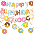 Donut Happy Birthday Banner Donut Garland Banner Donut Hanging Swirl Donut Theme Party Decoration for Baby Shower Birthday Party Supplies