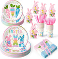 Mostop 160 Pcs Easter Tableware Set Party Supplies for 20 Guests Disposable Paper Plates, Cups, Napkins Forks Set Decorations for Easter Party Spring Holiday Picnics