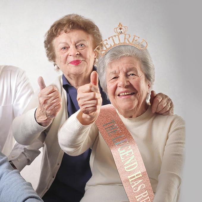 Retirement Gift for Woman Rose Gold Retirement Sash And Crown Headband Retirement Party Decorations "The Legend Has Retired" Sash Elegant Cute Rhinestone Headband