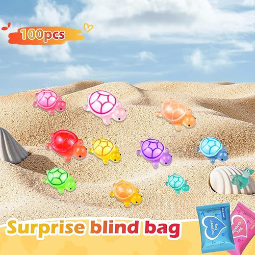 100 Pcs Mini Turtle Blind Bags for Kids - Glow in The Dark Resin Turtles Collectible Sea Turtle Toys for Party Favors, Treasure Hunt Games Dollhouse Decor, Mini Garden Landscape, Cake Toppers