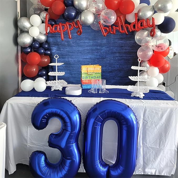 40'' Navy Blue Number 7 Balloon, Self Inflating Foil Number Balloons Set 0-9, Dark Blue Digital 7 Helium Balloon for Boys 7th Birthday Graduation Party Decorations Anniversary Supplies