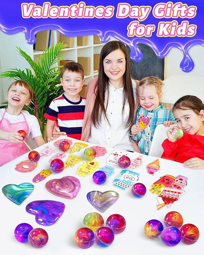 24 Pack Galaxy Slime Party Favors, Non-Sticky, Stress Relief Treasure Box Toys for Classroom Prizes, Easter Basket Stuffers Student Gifts Goodie Bags Egg Fillers for Kids Teens Boys Girls 4-8, 8-12