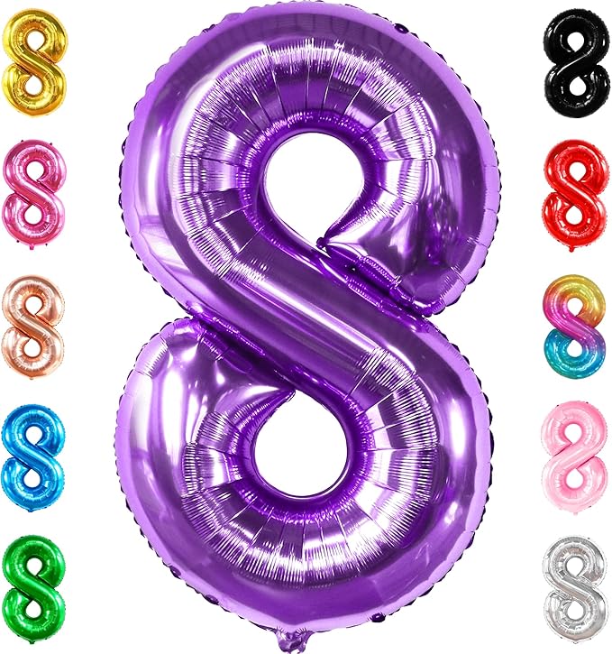 KatchOn, Giant Purple 8 Balloon Number - 40 Inch | Number 8 Balloon For Girls | Mermaid Party Decorations | 8th Birthday Decorations for Girls | 8 Birthday Balloon For Anniversary Decorations