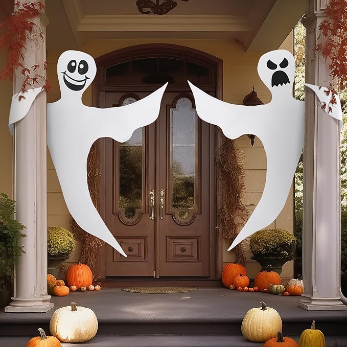 JOYIN 2 Pcs 53" Halloween Decoration Outdoor, Halloween Bendable Hanging Ghost for Lawn, Tree, Pilar Decorations, Tree Wrap Ghost Party Supplies
