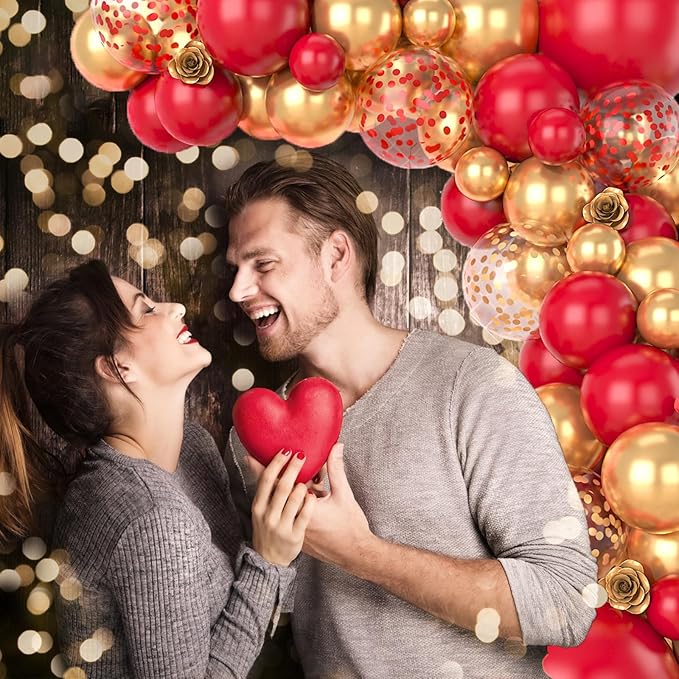 Red and Gold Balloon Arch Kit, 100Pcs Gold Red Balloon Garland Kit Metallic Golden Party Balloons Confetti Balloons for Valentines Day Decorations Birthday Anniversary Party Baby Shower Wedding