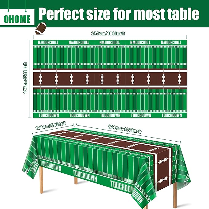 OHOME 2 Pack Super Game Bowl Party Decorations 2026 - Football Party Decorations | Football Tablecloth - Football Supplies Favors Decor Accessories for Birthday Banner Backdrop,54" X 108"
