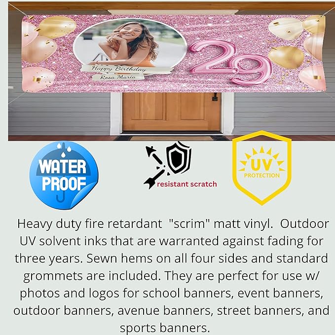 Custom Happy Birthday Vinyl Banner Sign, Personalized Party Backdrop, Gift, and Decoration - From NiceMemoryLLC. (Style-08)