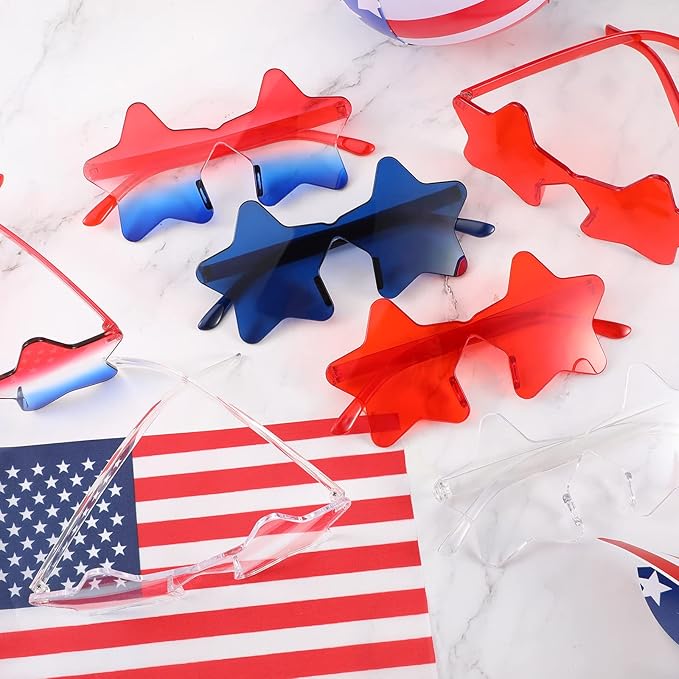 Xuhal Star Shaped Sunglasses Bulk 4th of July Star Glasses Patriotic Glasses for Christmas Independence Day Party Favors