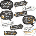 Photo Booth Props Kit for Engagement Party - 10-Piece Speech Bubble and Arrow Set, Premium Cardstock Photo Props with Assembly Sticks - Black