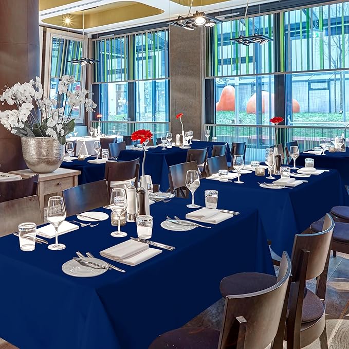 sancua Navy Blue Tablecloths for 8 Foot Rectangle Tables, 8 Pack - Washable Polyester Fabric Table Cloth for Wedding Party, Birthday, Banquet Reception, 60x120 Inch