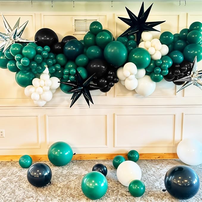 Football Balloon Arch Kit, Dark Green Brown White Black Checkered Football Foil Party Balloons with Star Foil Balloons for Boy Men Sport Birthday Party Decorations Baby Shower Graduation Supplies