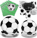 Kochorie 144 Pieces Football Party Supplies, Sports Tableware Sets Including Disposable Paper Plates Napkins Cups Forks Serves 24 for Soccer Games Birthday Football Party Decorations