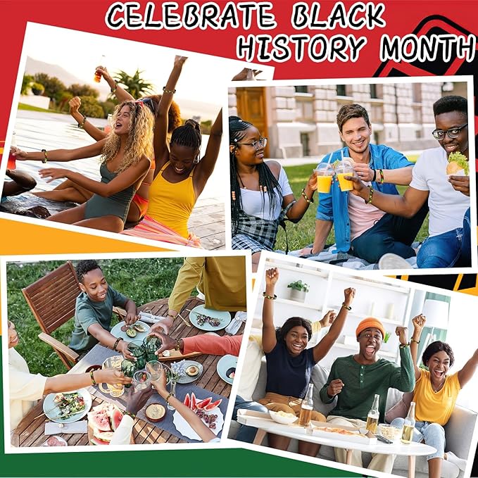 JUNEBRUSHS 42Pcs Black History Month Party Favors, Freedom Day Silicone Rubber Wristbands Bracelets for Party Supplies Decorations Goodie Bag Stuff Fillers Accessories(6 Designs)