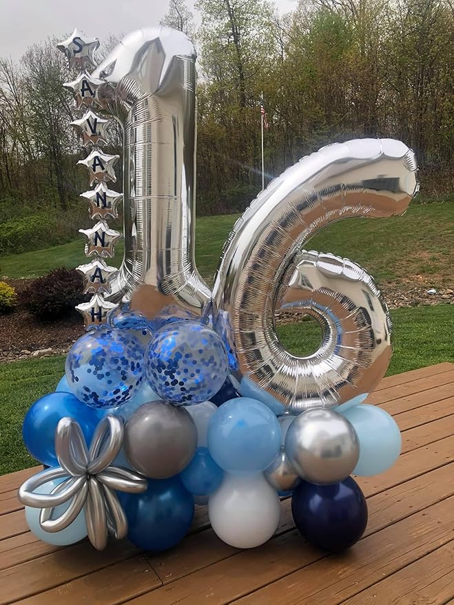 Silver Number 14 Balloon 40 inch, 14 Number Balloons, 14th Silver Birthday Decorations for Girls Boys Kids, 14 Year Old Silver Party Supplies
