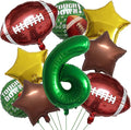 Football Balloons Foil Football Birthday Decorations Balloons Green Number 6 Balloon Gold Brown Star Touchdown Ballons for Rugby Birthday Decorations Sports Ballons Arch Kits Party Balloon Sets 9pcs