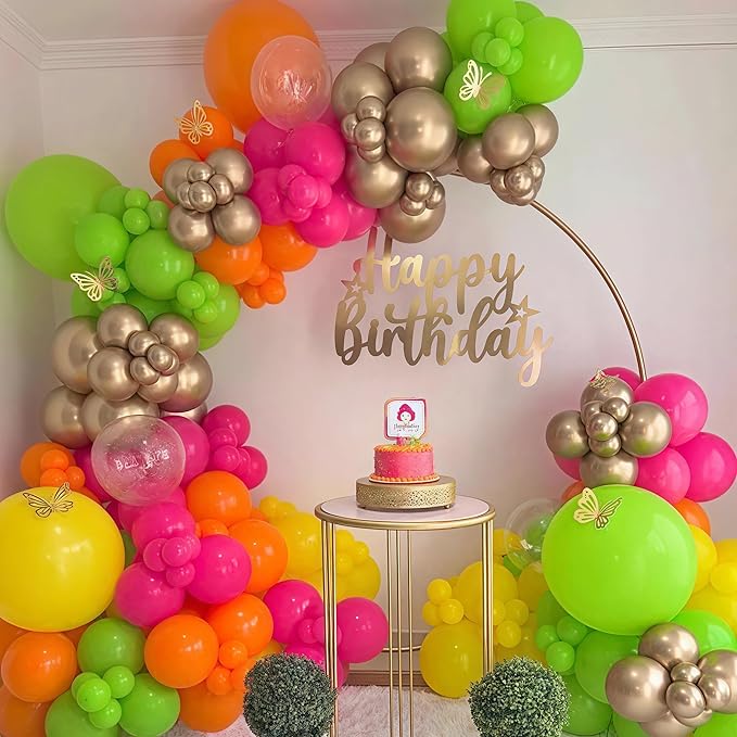 Tropical Hawaiian Balloons Arch Garland Kit, Olive Green and Hot Pink Orange Gold Balloons for Kids Hawaii Summer Beach Luau Aloha Pool Birthday Flamingo Baby Shower Party Decorations Supplies