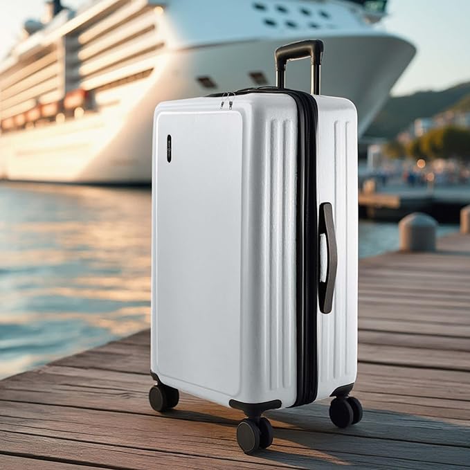 TRAVELARIM Luggage Sets 2 Piece, 24 Inch Suitcase and 28 Inch Luggage with Spinner Wheels, Durable Hard Shell Suitcase Set, Expandable Travel Suitcases with Wheels, White