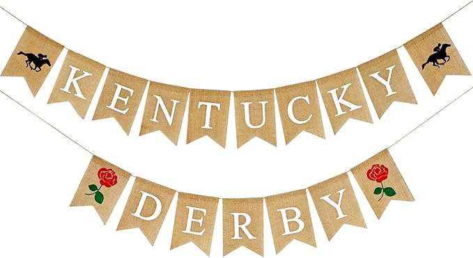 Kentucky Derby Burlap Banner Horse Race with Rose Kentucky Derby Party Decorations Photo Booth Backdrop