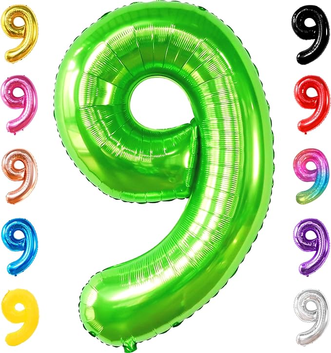 KatchOn, Giant Light Green Number 9 Balloon - 40 Inch | Foil 9 Birthday Balloon for 9th Birthday Decorations | 9th Anniversary Decoration | Green Party Decoration