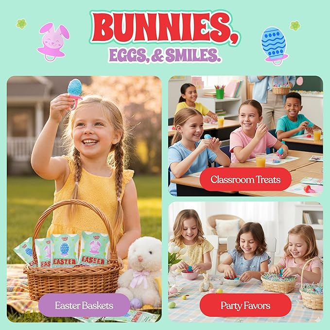 30 Pack Easter Ring Candy – Individually Wrapped Holiday Themed Bunny & Egg Lollipops – Strawberry, Tutti Frutti Delicious Flavors – Bulk Suckers Great Use, For Kids, Party Favor, Classrooms Partys, Goodie Bags, Baskets