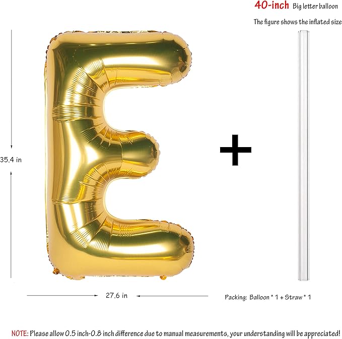 Letter Balloons 40 Inch Giant Jumbo Helium Foil Mylar for Party Decorations Gold E