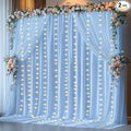 10 x 10ft Baby Blue Polyester Backdrop Curtains with Lights String for Baby Shower, Wedding, Anniversary & More - 2 Pack (5 x 10ft Each) with 9.8ft USB Powered Curtain Lights & 12 Clips