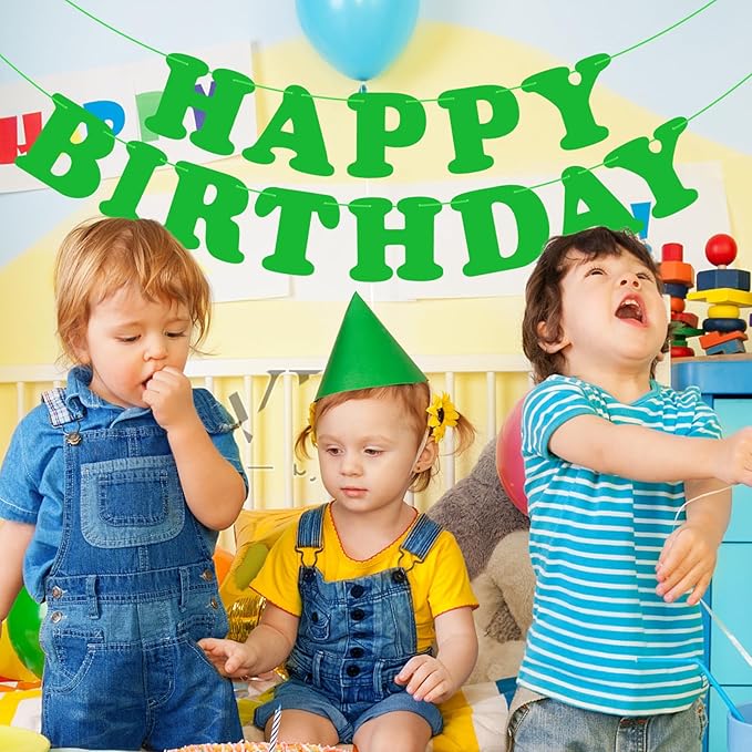 Green Happy Birthday Banner Birthday Party Decorations Sign Birthday Backdrop Party Supplies Happy Birthday Bunting Banner for Kids Adults