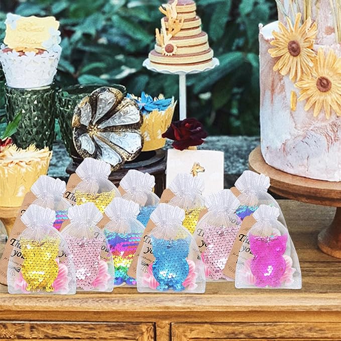 CiciBear 25 Pack Night Owl Sequin Keychains for Owl Party Favors, Kids and Adults Birthday Gift, Baby Shower, Party, 5 Colors