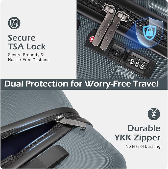Coolife Luggage Set 3 Piece Hardside PC+ABS Suitcase with TSA Lock, Expandable Large Checked Luggage, Lightweight Rolling Carry On with Spinner Wheels(20/24/28 Inch, Teal)