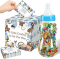 Glenmal 52 Pcs Baby Shower Games Gift Sets Large Baby Bottle for Shower Game Guess How Many Candies Decorations for Gender Reveal (Cowboy)