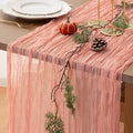FEXIA Pink Cheesecloth Table Runner Spring Decor Easter Table Runner 35x120 Inches for Mother's Day Bridal Shower Tea Party Baby Shower Wedding Decor Table Centerpiece Decorations