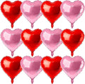 12 Pcs Red and Pink Heart Foil Balloons for Valentines Day Decorations, 18 Inch Romantic Love Valentine Heart Balloons for Galentines Day Decorations Wedding Marriage Birthday Bridal Shower Party