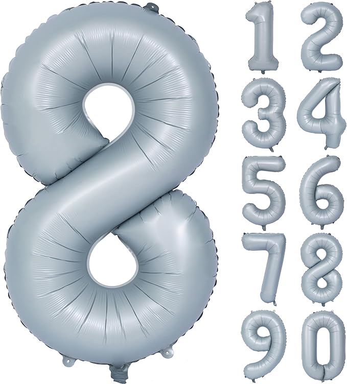 40 In Matte gray Number Balloons Helium Foil Mylar Balloon Birthday Party banquet Decoration 8