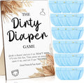 Roowest 51 Pcs Dirty Diaper Baby Shower Games Funny Wooden Sign with 50 Pcs Mini Diapers Cute Felt for Gender Reveal Party Baby Shower(Boho Blue)